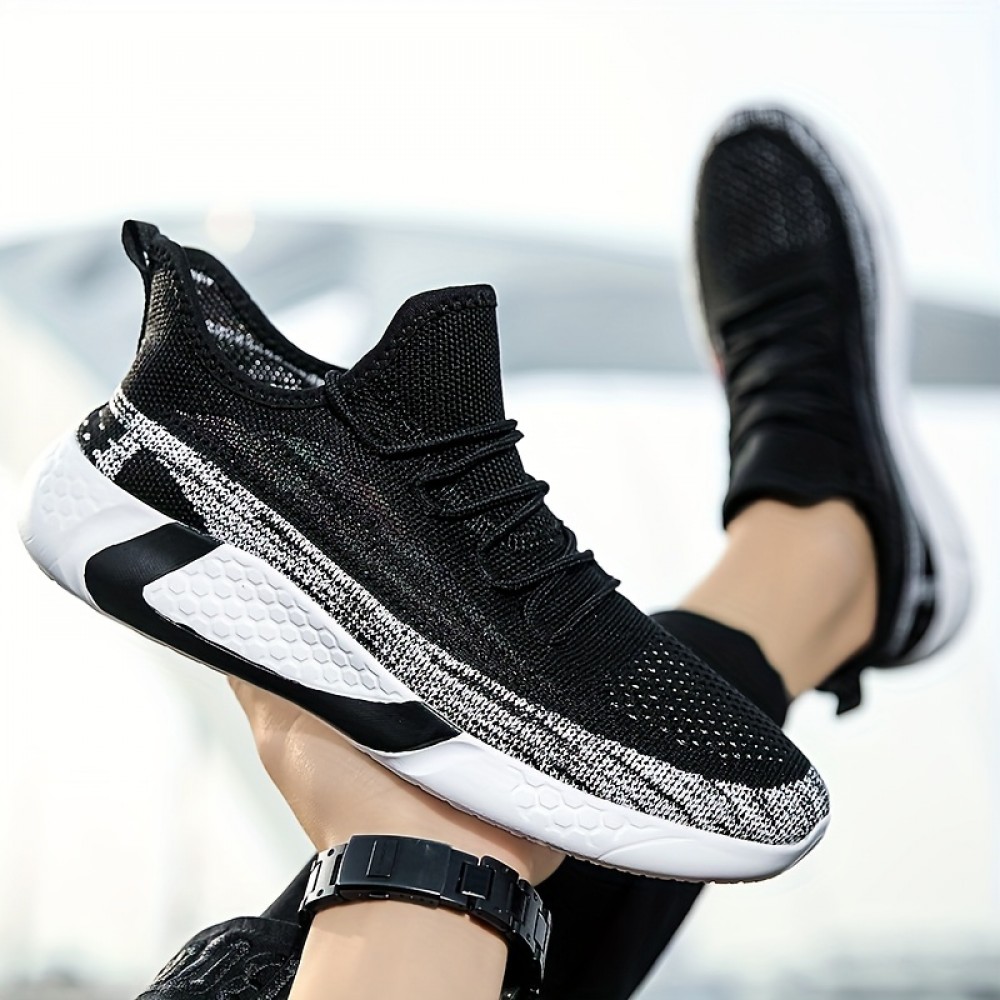Men's Breathable Lace-Up Knit Sneakers