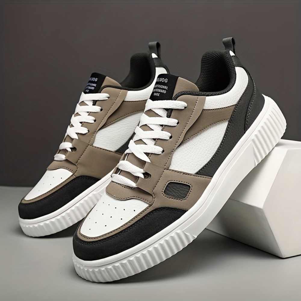 Men's Color Block Skate Shoes — PU Upper, EVA Sole