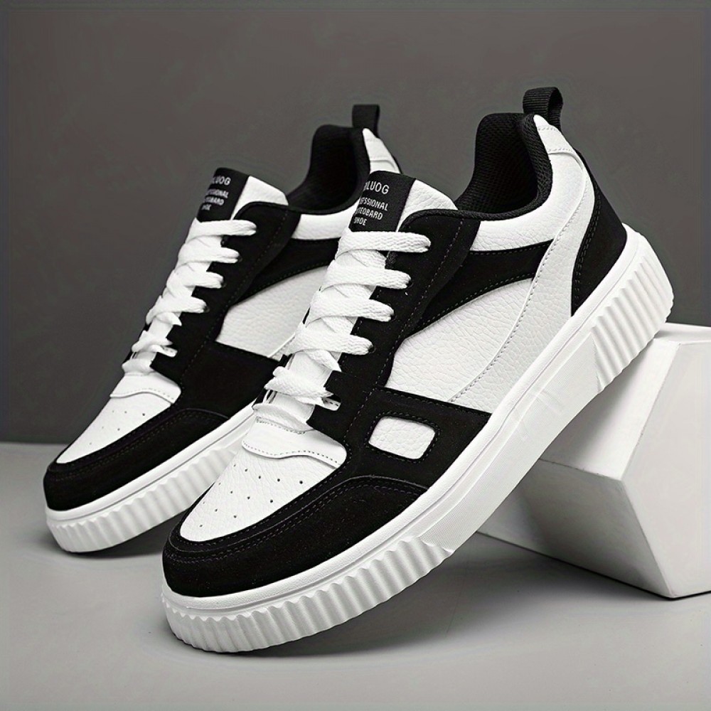 Men's Color Block Skate Shoes — PU Upper, EVA Sole