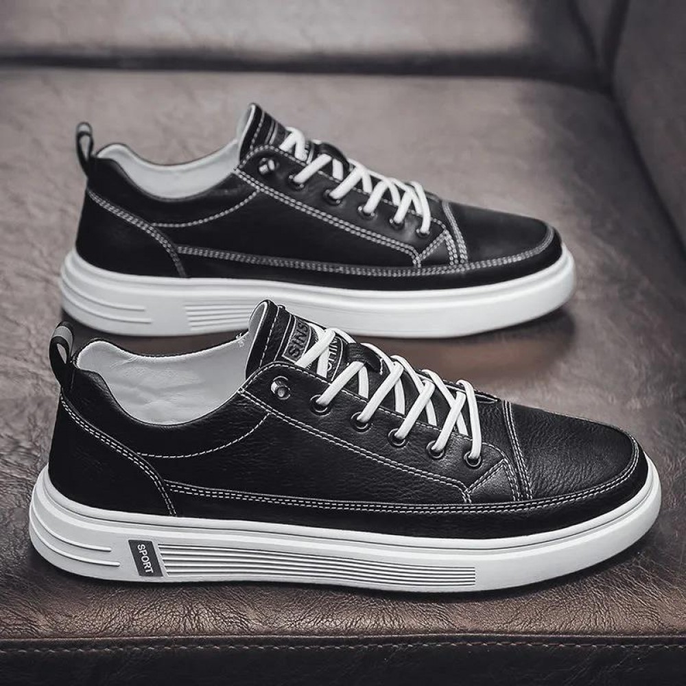 Men's PU Leather Skate Sneakers — Lightweight & Non-Slip
