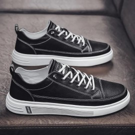 Men's PU Leather Skate Sneakers — Lightweight & Non-Slip