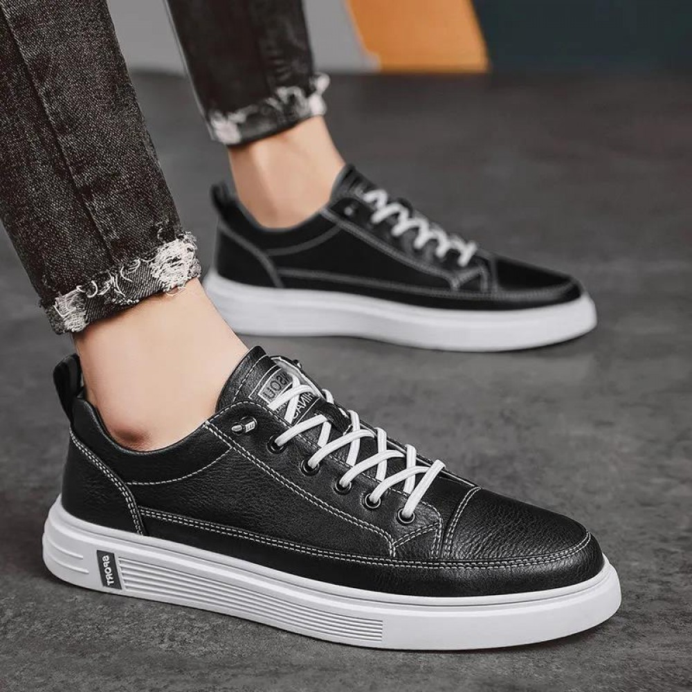Men's PU Leather Skate Sneakers — Lightweight & Non-Slip