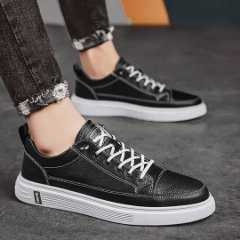 Men's PU Leather Skate Sneakers — Lightweight & Non-Slip