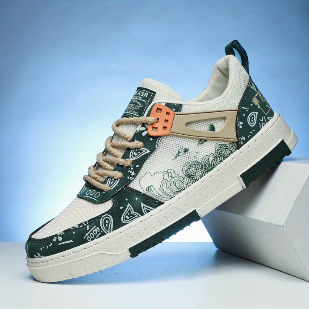 AZZEWMUH Men's Graffiti Skate Shoes — Premium PU Leather, Phthalate-Free & All-Season Wear