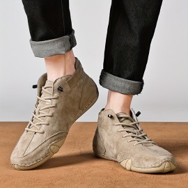 Men's Elastic Band Sneakers — Breathable Mid-Top Casual Walking Shoes