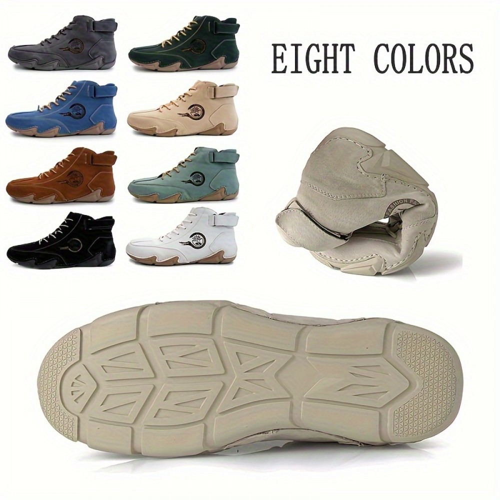 Men's Lace-Up Sneakers with Hook-and-Loop Fastener