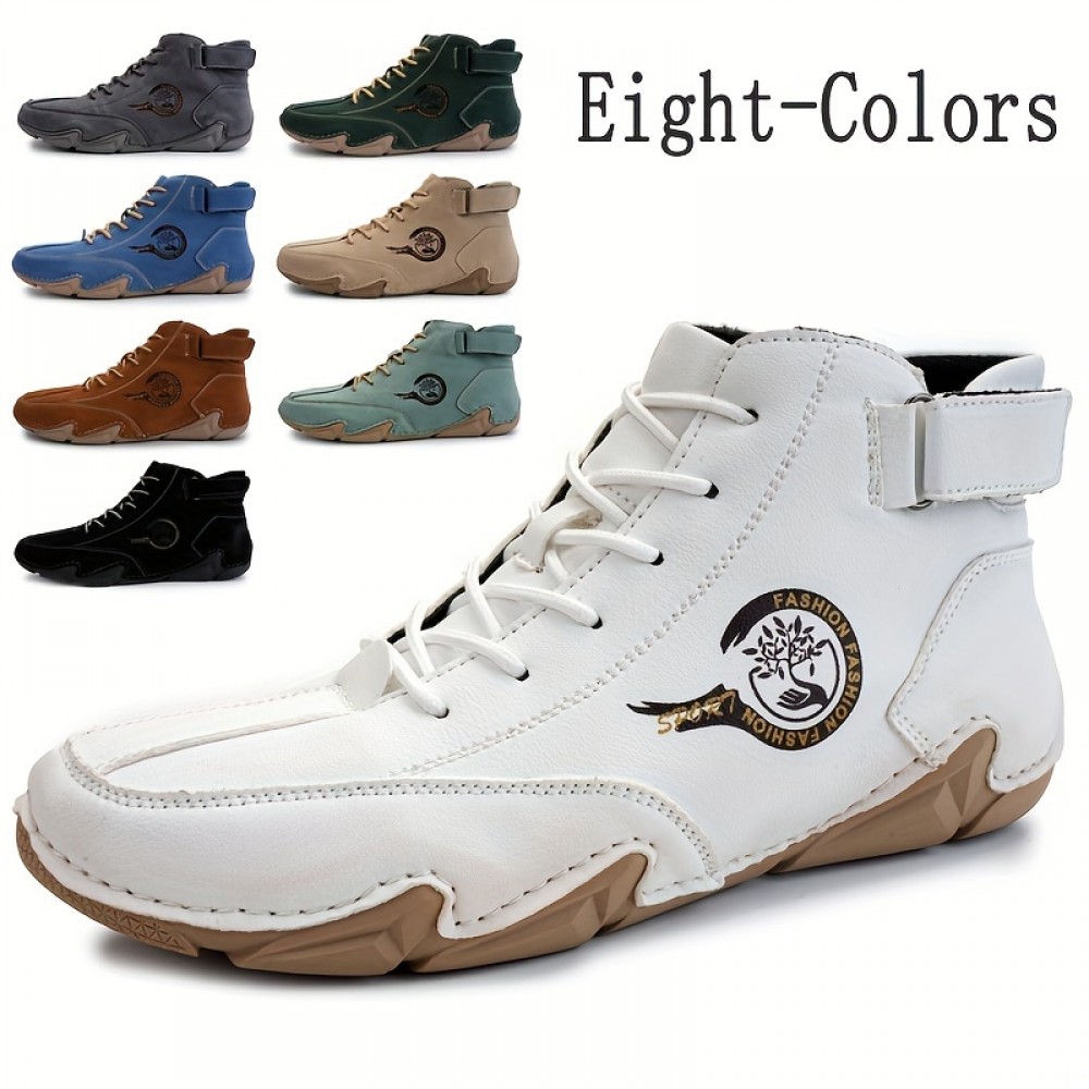 Men's Lace-up Sneakers with Hook & Loop Fastener