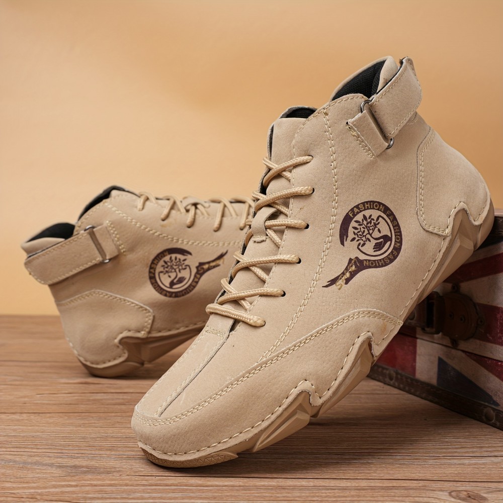 Men's Lace-up Sneakers with Hook & Loop Fastener