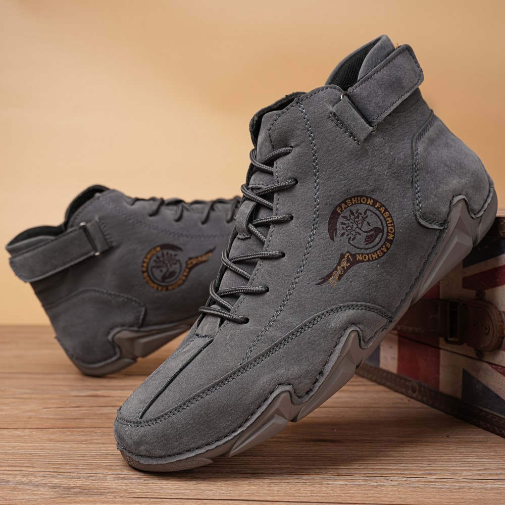 Men's Lace-up Sneakers with Hook & Loop Fastener