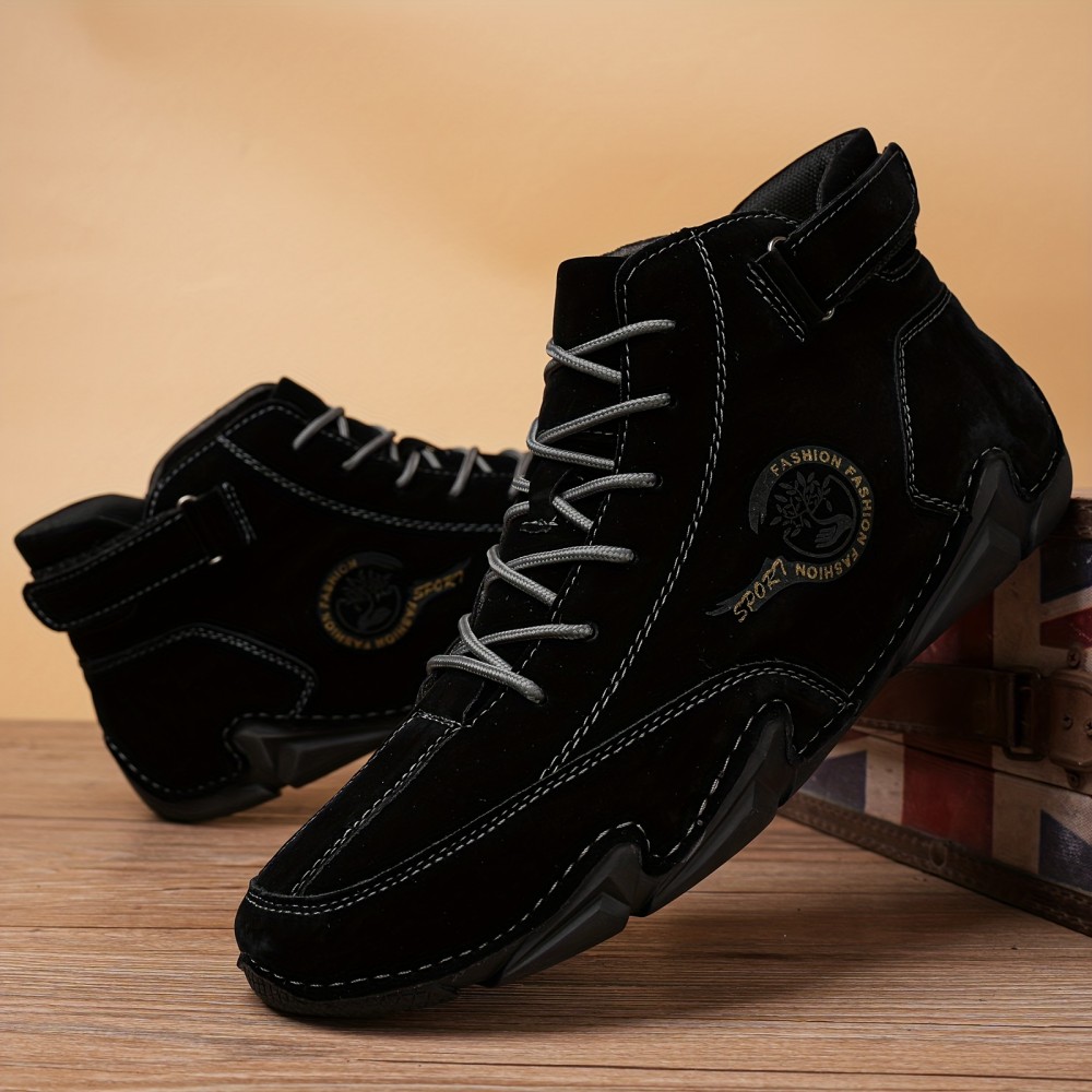 Men's Lace-up Sneakers with Hook & Loop Fastener