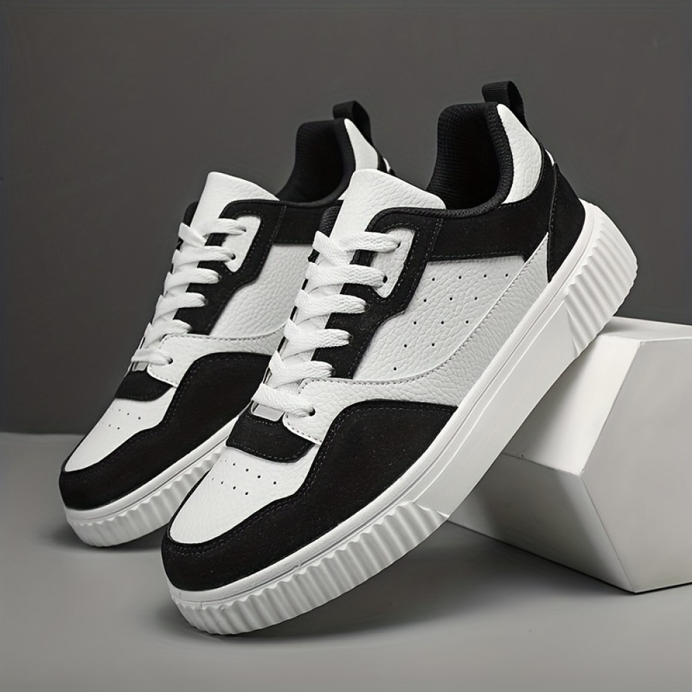 Men's Vegan Skate Sneakers — PU Upper, Breathable Mesh, Slip-Resistant Sole