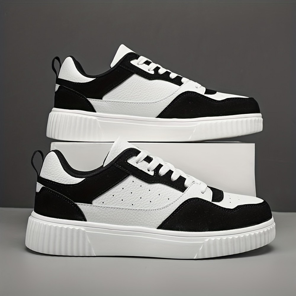 Men's Vegan Skate Sneakers — PU Upper, Breathable Mesh, Slip-Resistant Sole