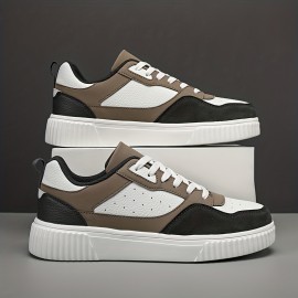 Men's Vegan Skate Sneakers — PU Upper, Breathable Mesh, Slip-Resistant Sole