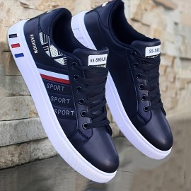 Men's Casual Skate Shoes — PU Leather, Lace-Up Design