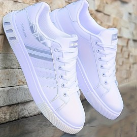 Men's Casual Skate Shoes — PU Leather, Lace-Up Design
