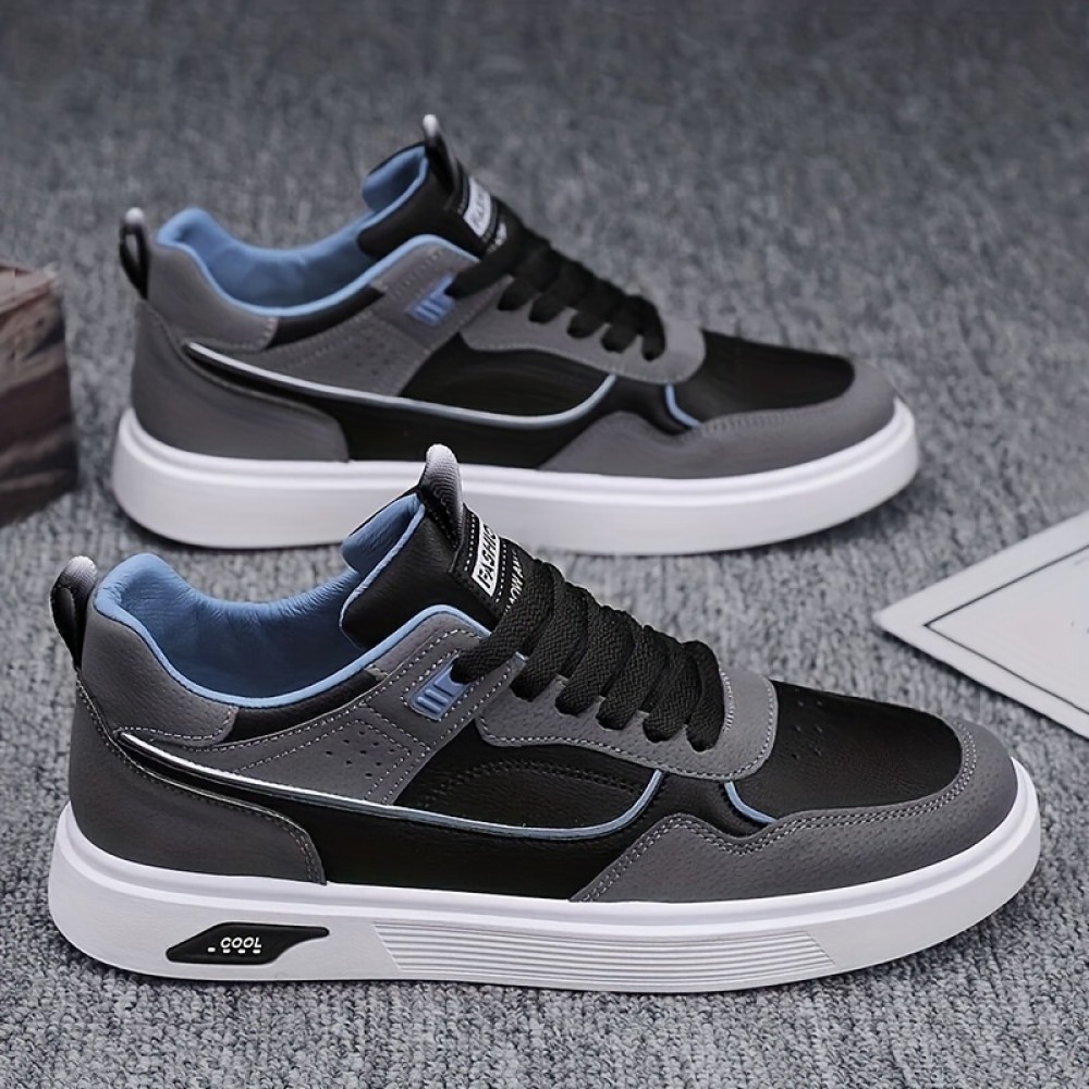 Men's Skate Shoes — Rubber Sole, Lace-Up, All-Season Casual Sneakers