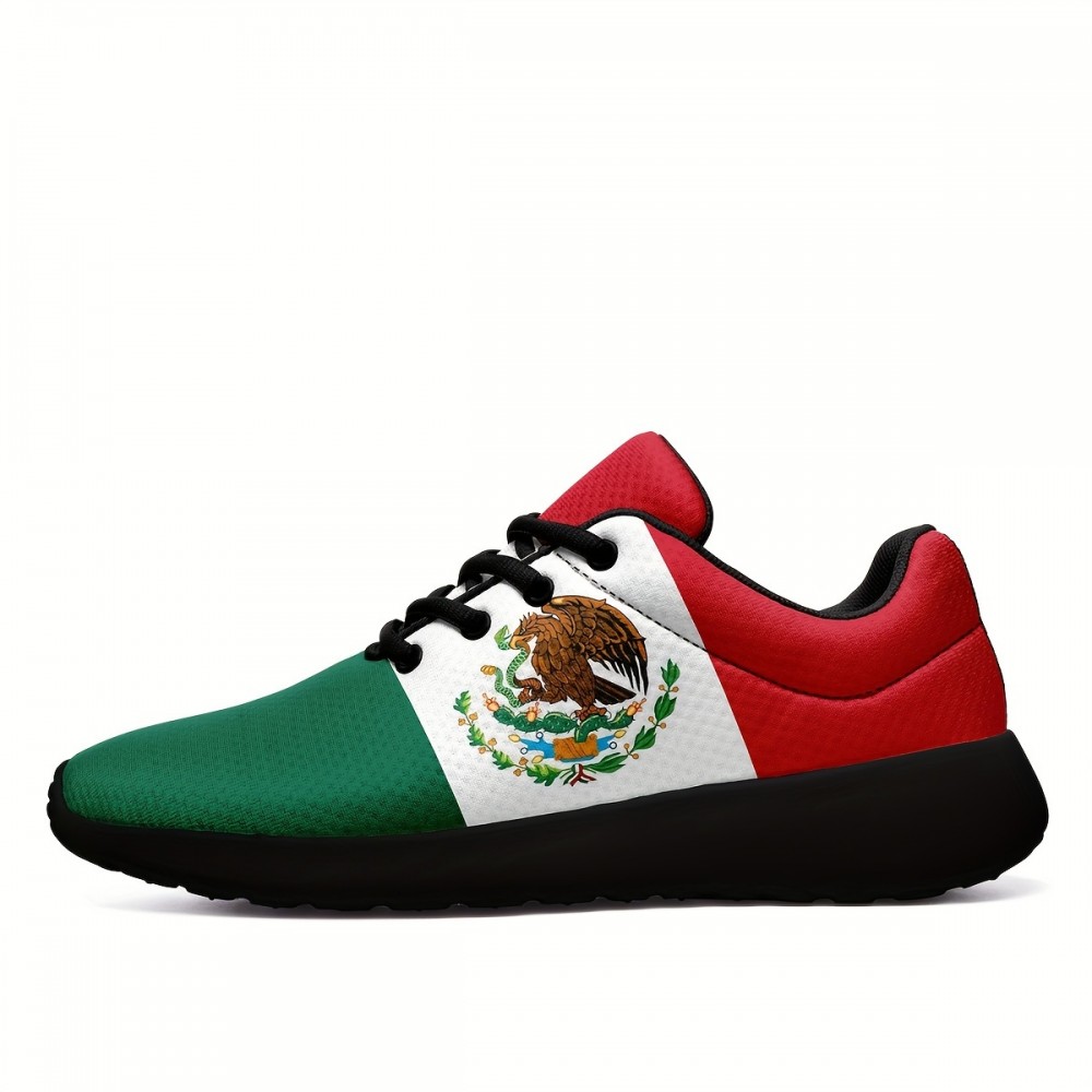 Mexican Flag Pattern运动鞋 - 防滑软底加大码男士休闲鞋