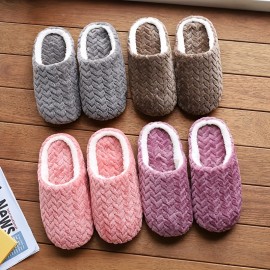 Men's Plush & Corduroy Indoor Winter Slippers