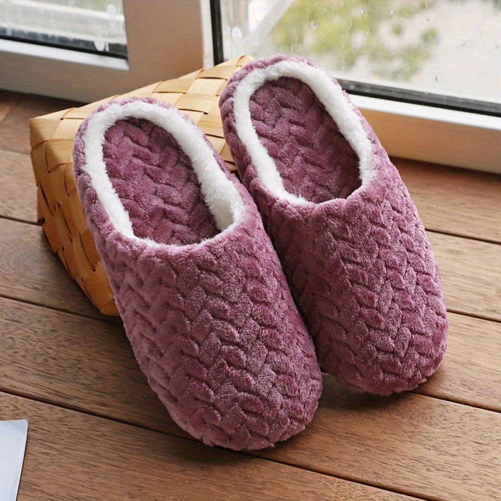 Men's Plush & Corduroy Indoor Winter Slippers