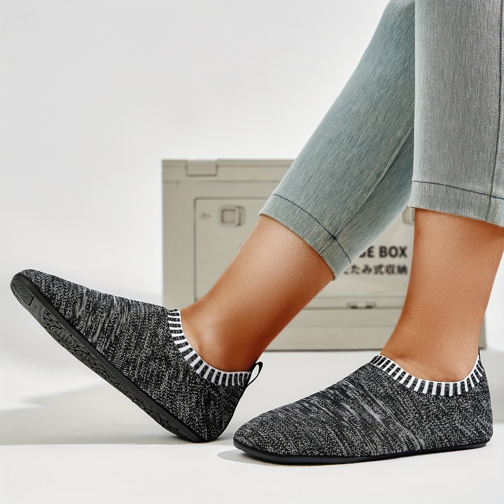 Unisex Cotton Indoor Slip-On Slippers — EVA Insole, Rubber Sole