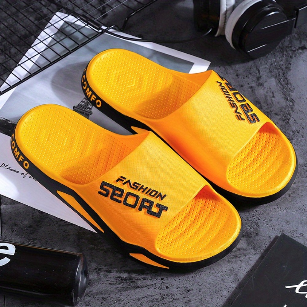 Men's EVA Non-Slip Slides — Alphabet-Patterned, Quick-Drying Summer Slides