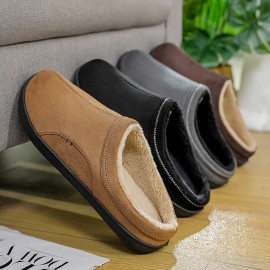 Men's Plus-Size Plush Suede House Slippers