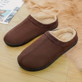Men's Plus-Size Plush Suede House Slippers