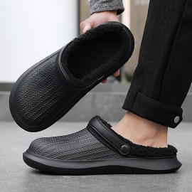 男士防水毛绒内里木拖鞋——冬季居家拖鞋