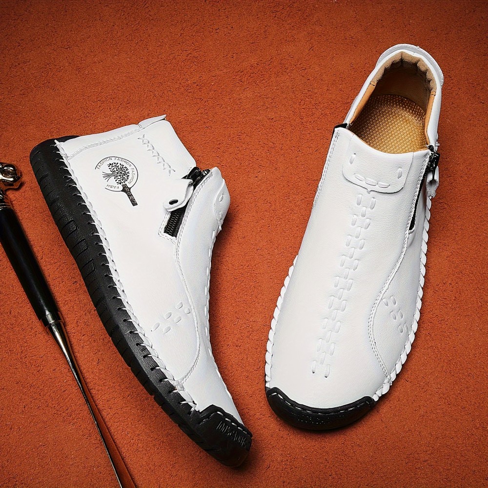 男士中筒侧拉链仿皮靴