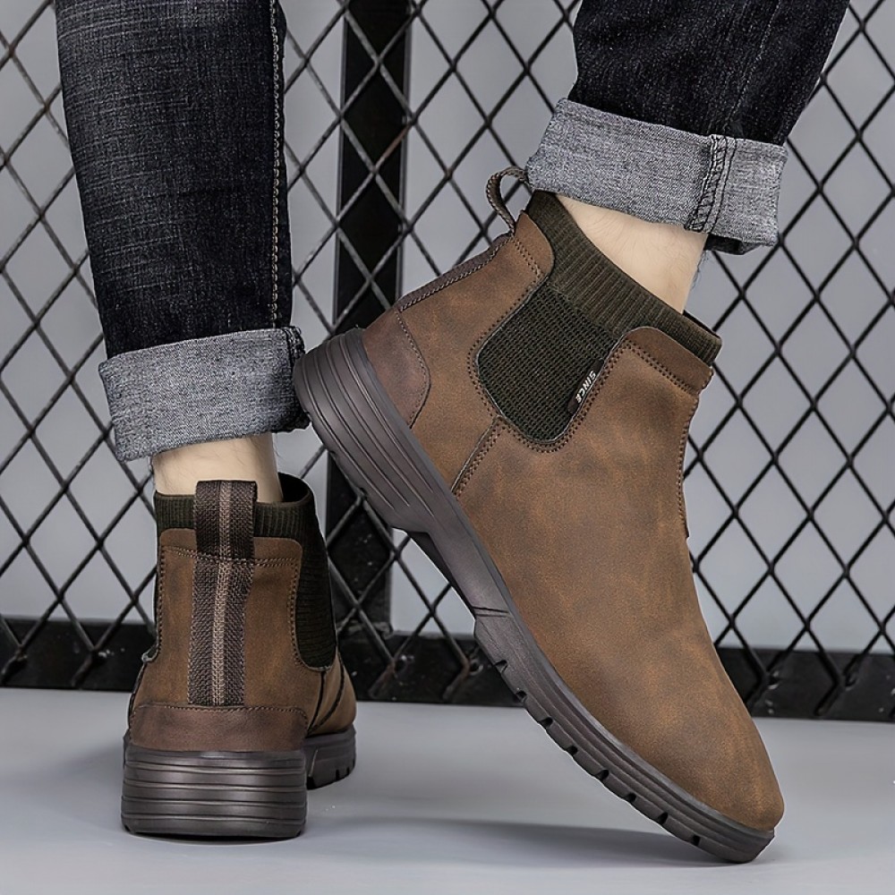 Men's Slip-On Chelsea Boots – Suede-Look, Vintage Style