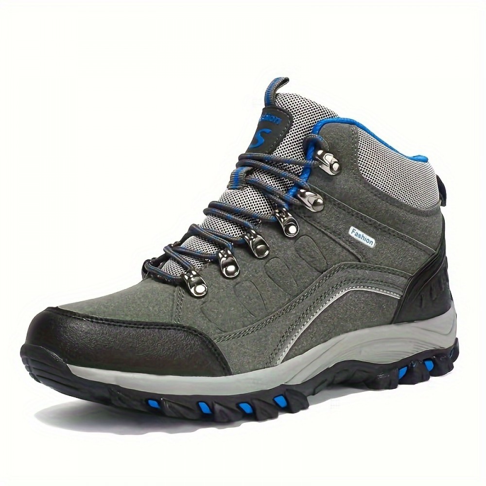 Men's Ankle Hiking Boots — Leather & Mesh Upper, Slip-Resistant TPR Sole