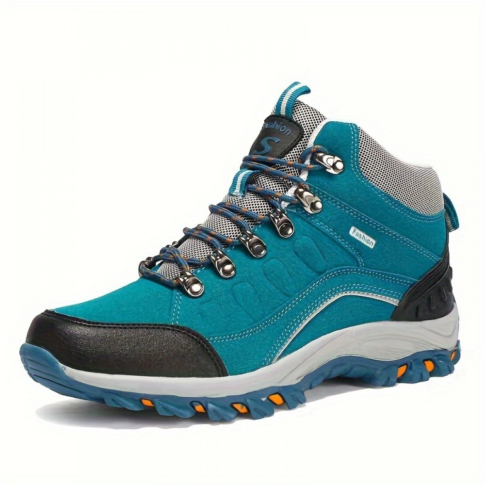Men's Ankle Hiking Boots — Leather & Mesh Upper, Slip-Resistant TPR Sole