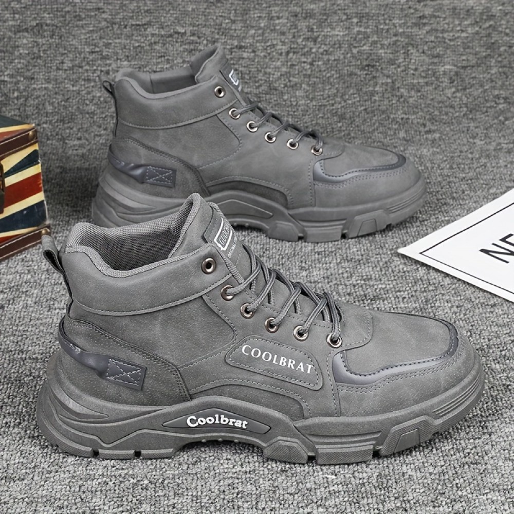 Men's PU Lace-Up Ankle Boots — Breathable Design with EVA Insole