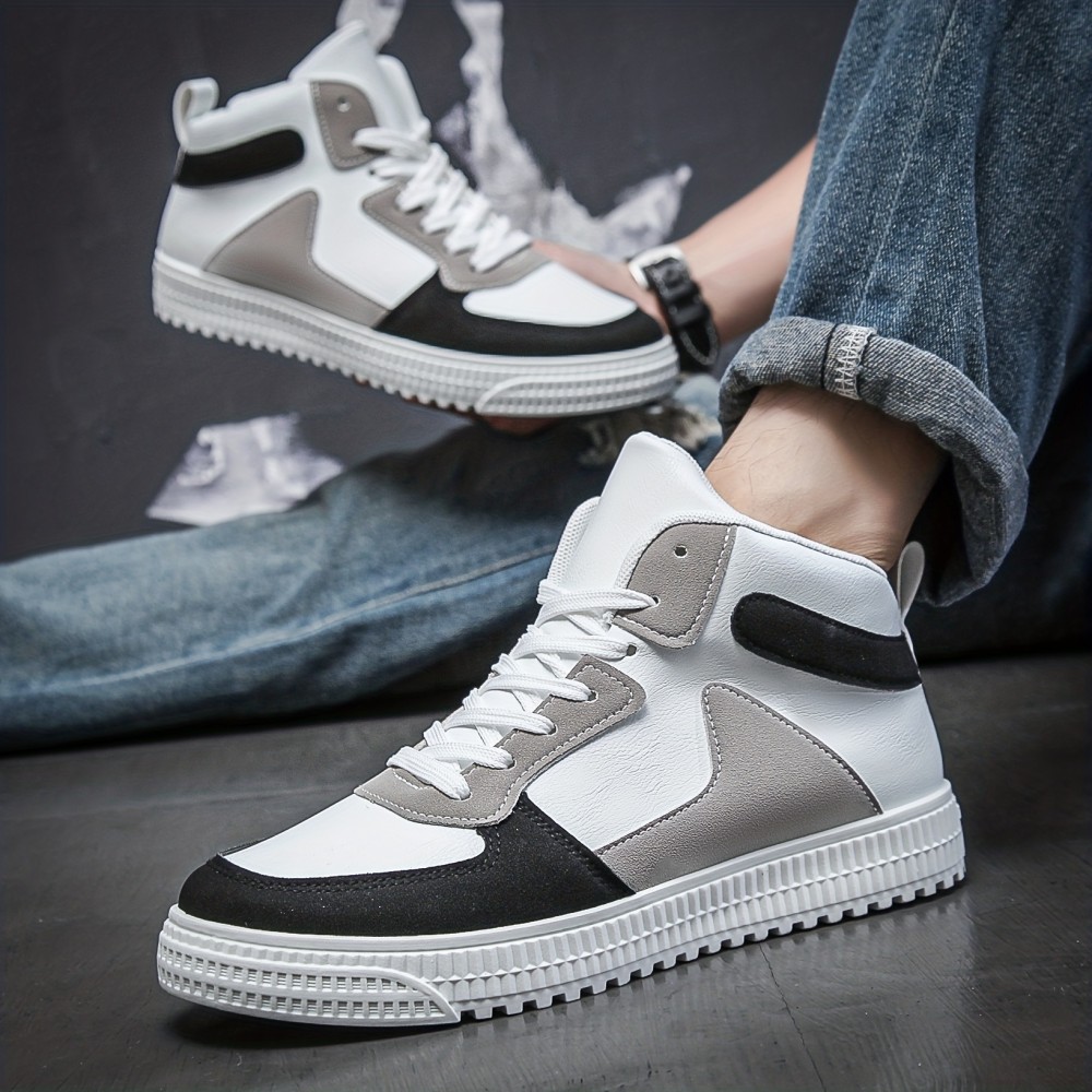 Men's Color-Block High-Top Skate Sneakers