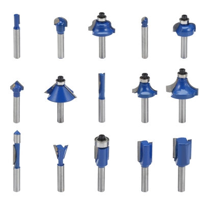 15pcs Router Bit Milling Cutter Woodworking Tools for Electric Hand Trimmer