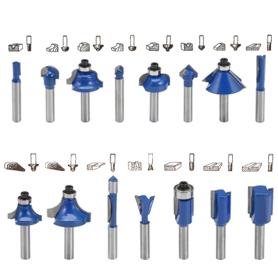 15pcs Router Bit Milling Cutter Woodworking Tools for Electric Hand Trimmer