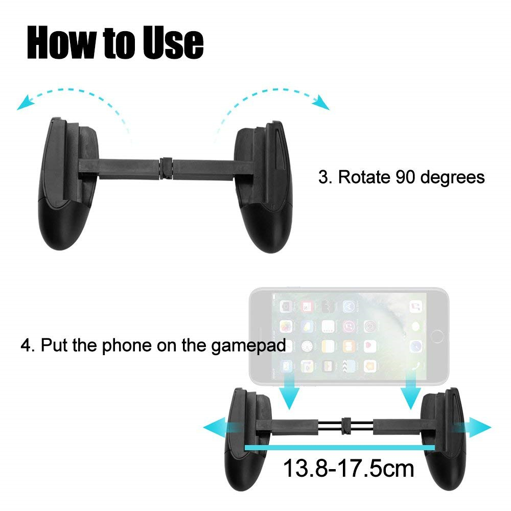 Mobile Game Controller with Trigger Buttons and Joysticks