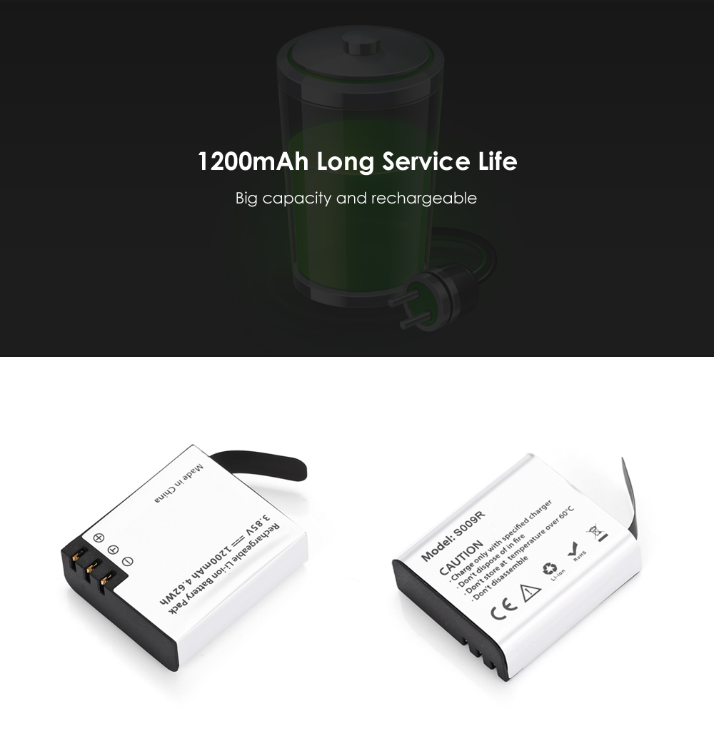 Hawkeye Firefly S009R 1200mAh Replacement Lithium-Ion Battery for 8S / 8SE Action Cameras