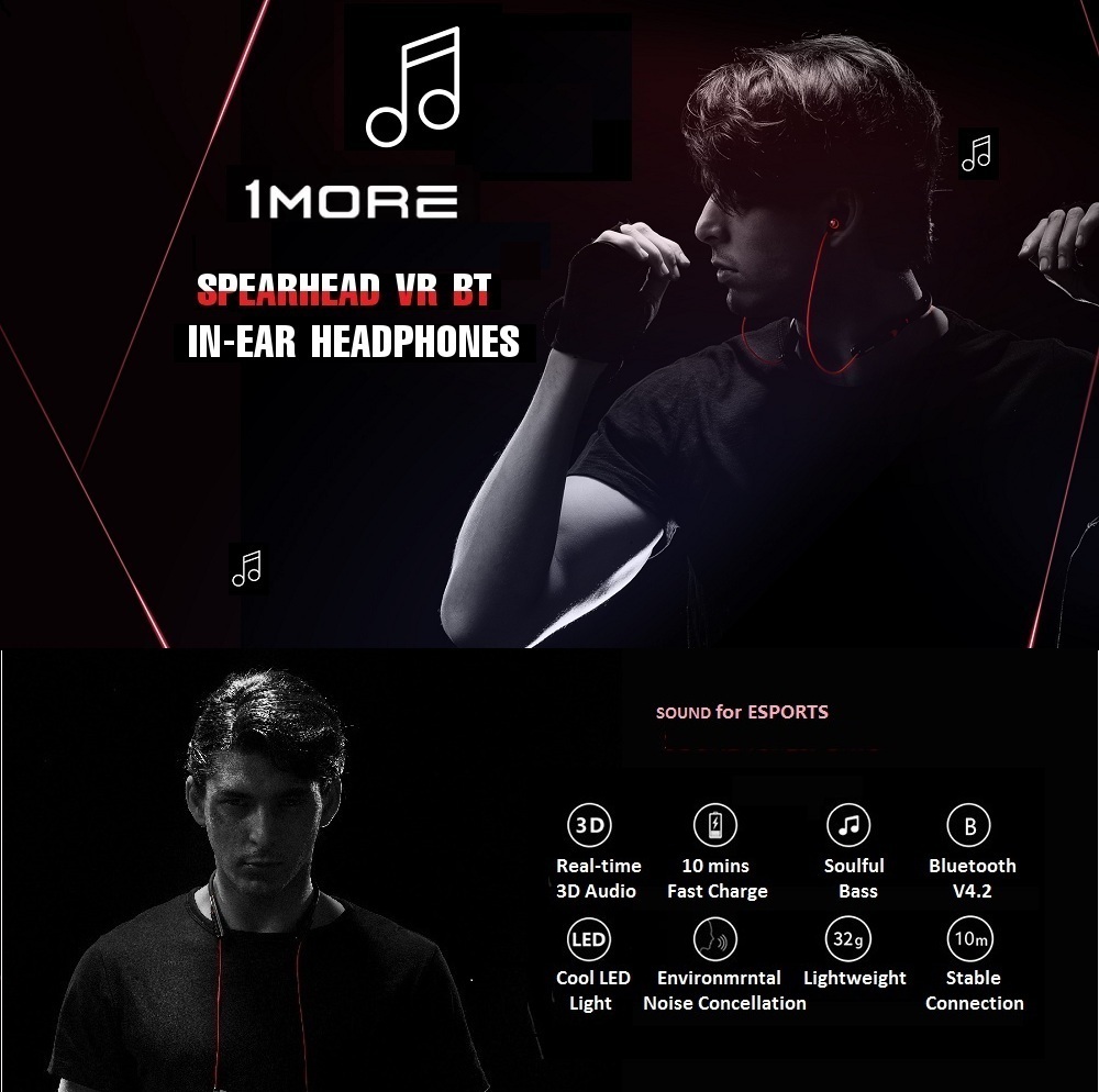 1MORE E1020BT Spearhead VR Bluetooth In-Ear Gaming Headphones (Black) 1MORE E1020BT Spearhead VR Bluetooth In-Ear Gaming Headphones (Black)