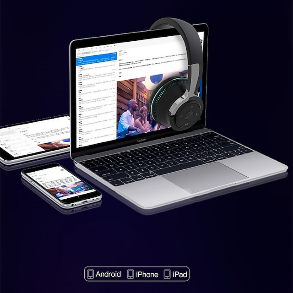 H2 Wireless Bluetooth 5.0 Over-Ear Headphones with Mic & Deep Bass