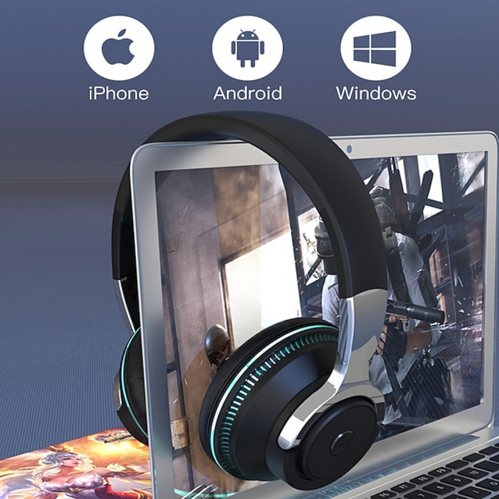 H2 Wireless Bluetooth 5.0 Over-Ear Headphones with Mic & Deep Bass
