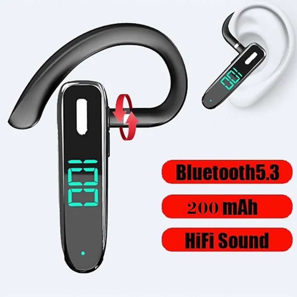 K50 Bluetooth 5.3 Earhook Headphones — ENC Environmental Noise Cancellation, LED Battery Indicator, 10-Hour Playtime