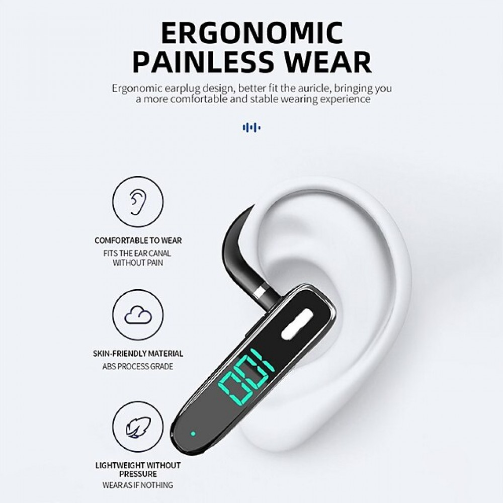 K50 Bluetooth 5.3 Earhook Headphones — ENC Environmental Noise Cancellation, LED Battery Indicator, 10-Hour Playtime