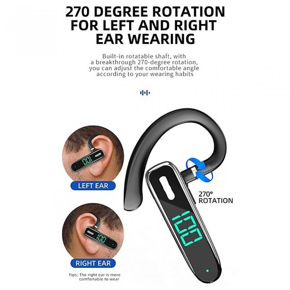 K50 Bluetooth 5.3 Earhook Headphones — ENC Environmental Noise Cancellation, LED Battery Indicator, 10-Hour Playtime