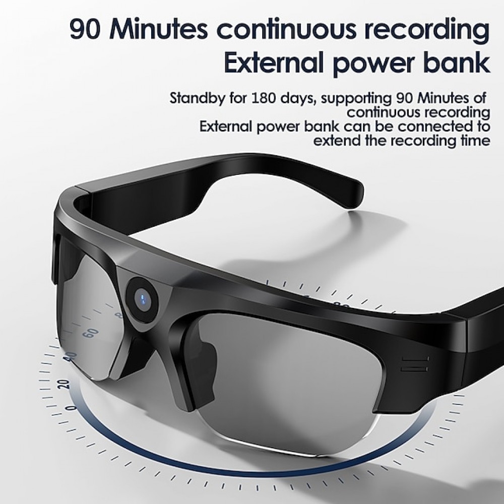 XL16 Bluetooth Open-Ear Audio Glasses — IPX6 Waterproof, 3-Hour Playtime