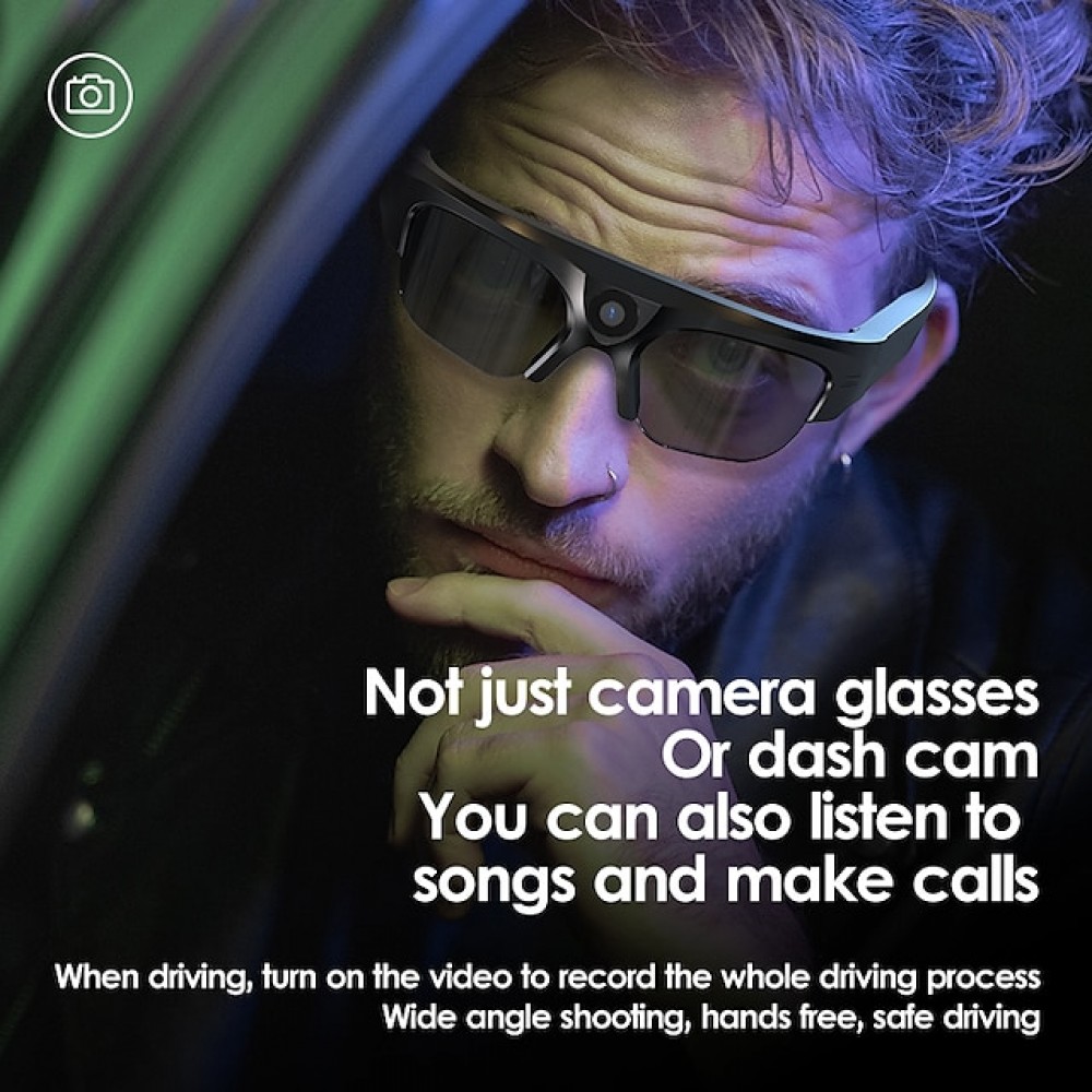 XL16 Bluetooth Open-Ear Audio Glasses — IPX6 Waterproof, 3-Hour Playtime