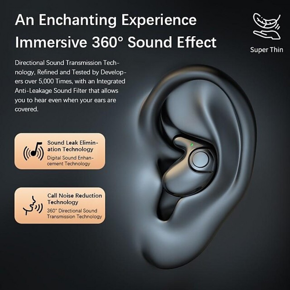 Wireless Sleep Earbuds — Bluetooth 5.3, IPX5 Water-Resistant, 5-Hour Battery Life
