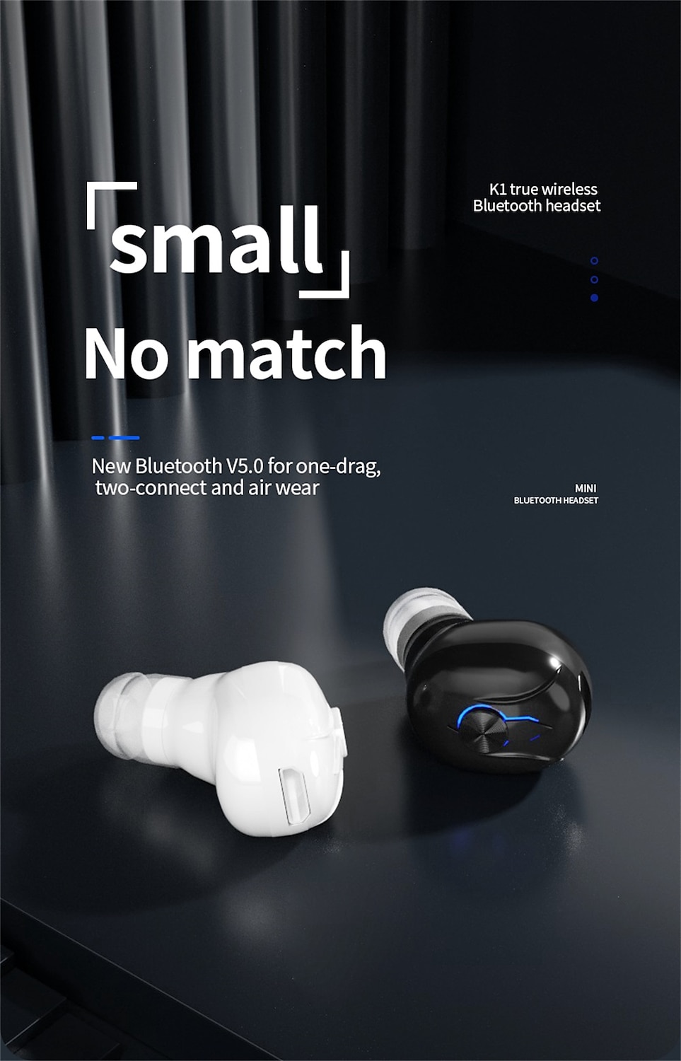 Front view of wireless earbuds