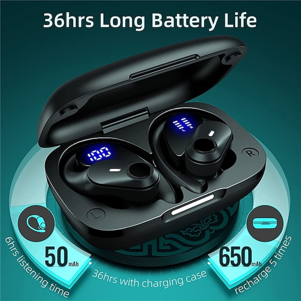 T16 True Wireless Bluetooth Earbuds — 48-Hour Total Battery Life, Built-in LED Smart Display, Bluetooth 5.3