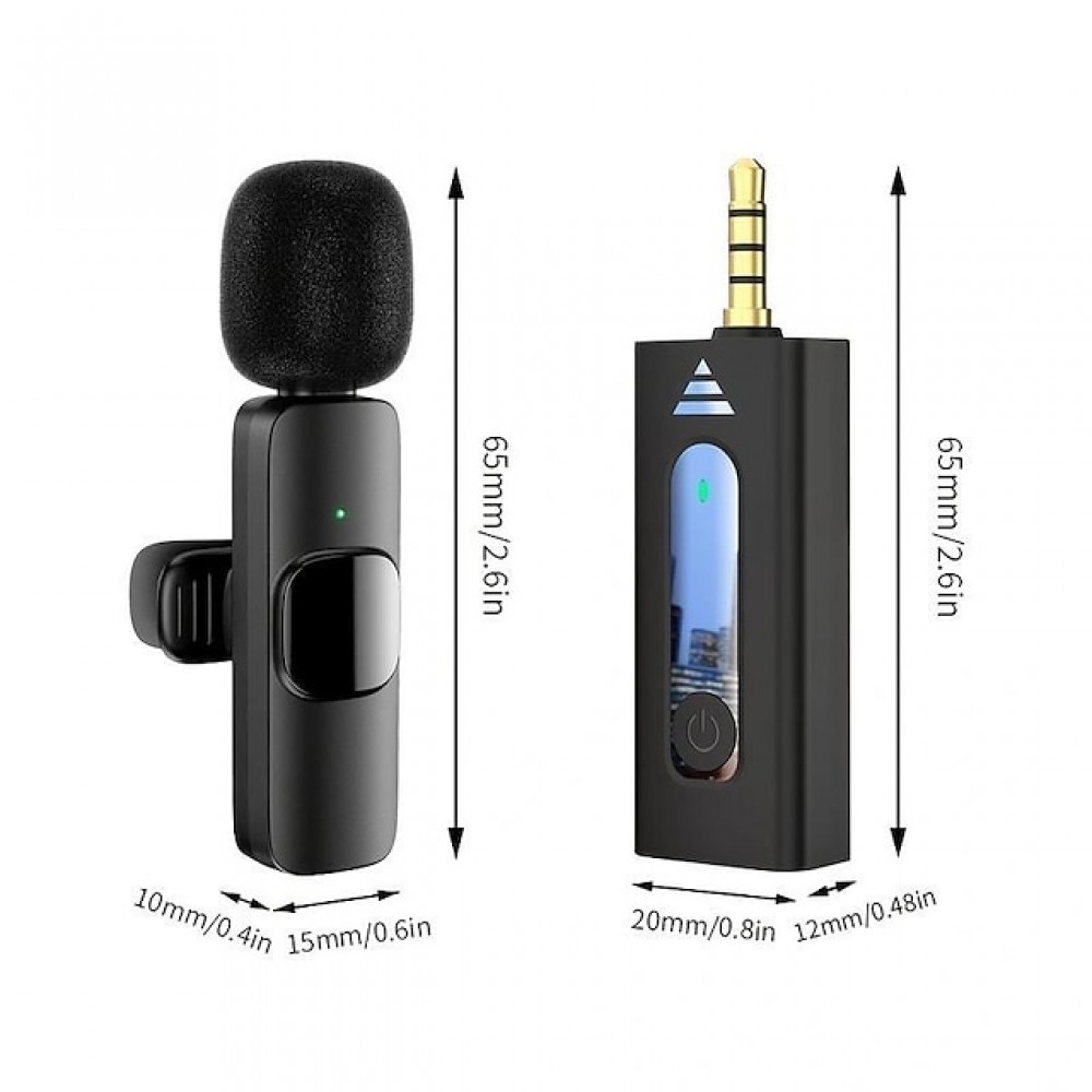 Wireless Lavalier Microphone – Bluetooth 5.0 + 3.5mm Dual-Mode Plug-and-Play Mic for Smartphones
